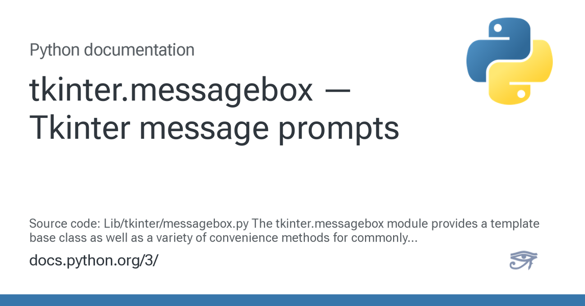 tkinter.messagebox — Tkinter message prompts — Python 3.14.6 documentation